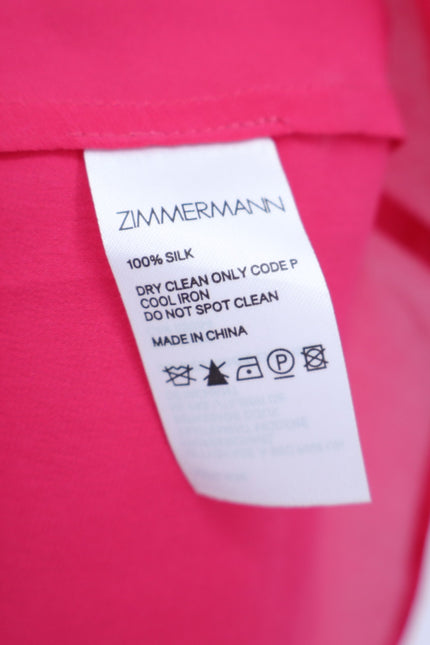 ZIMMERMANN Pink Silk Halter Blouse Tie-Neck Fuchsia Sleeveless Women's 1/US 2