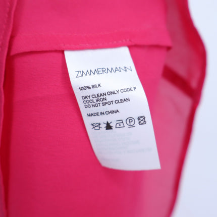 ZIMMERMANN Pink Silk Halter Blouse Tie-Neck Fuchsia Sleeveless Women's 1/US 2