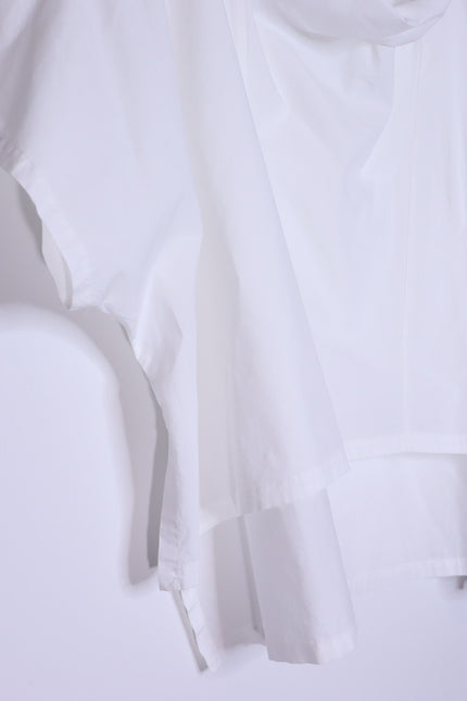 WJ MARTIN Boxy Hi-Lo Blouse White Cowl Neck Short Sleeve Women's 44/US 8