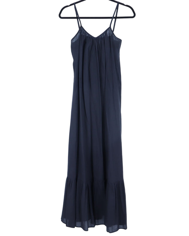Mille Slip Maxi Dress Black Frill Hem Strappy Sleeve Summer Casual Women's XXS