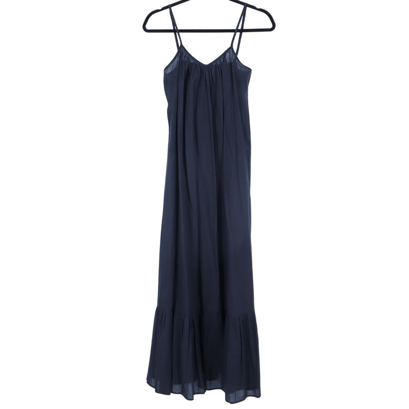 Mille Slip Maxi Dress Black Frill Hem Strappy Sleeve Summer Casual Women's XXS