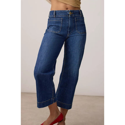 Maeve The Colette Jeans Blue Mini Fern Wash Cropped Wide Leg Women's 26