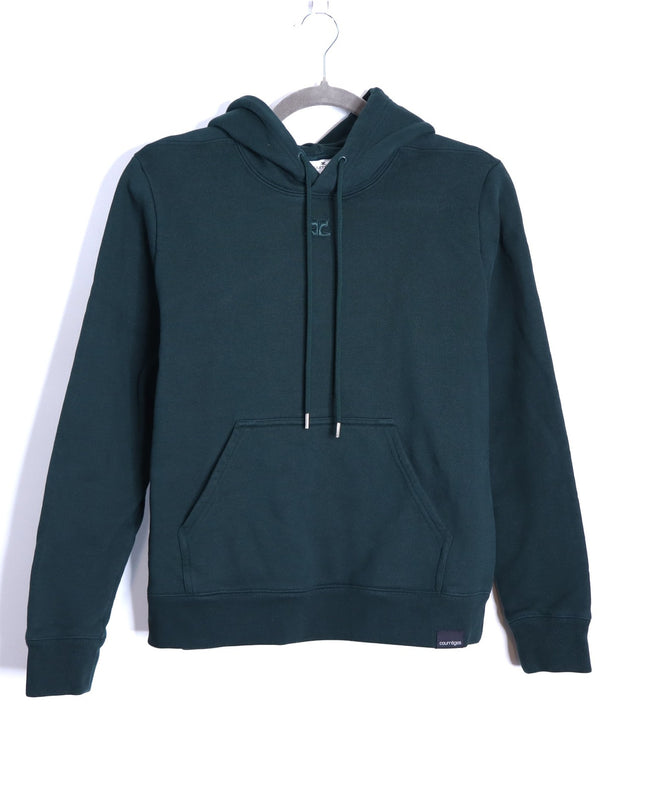 COURREGES Oversized Hoodie Dark Green Cotton and Fleece Unisex L