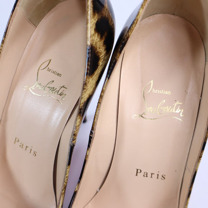 CHRISTIAN LOUBOUTIN Very Privé Leopard Platform Pumps Peep Toe Women IT 36/US 6