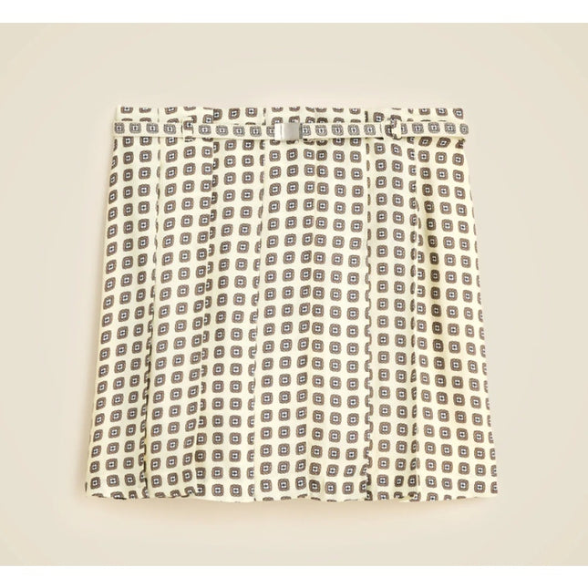 J. Crew Pleated Prep Skirt Ivory Foulard Print NWT Belted Satin Women's 00