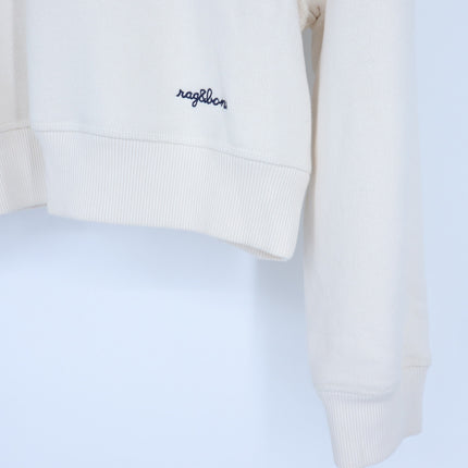 Rag & Bone Embroidered Sweatshirt Off White French Terry Boxy Pullover Women's S