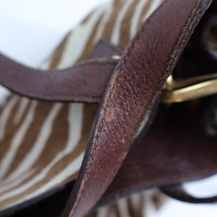 PRADA Spectrum Zebra Print Crossbody Bag Dyed Calf Fur Convertible Luxury Purse