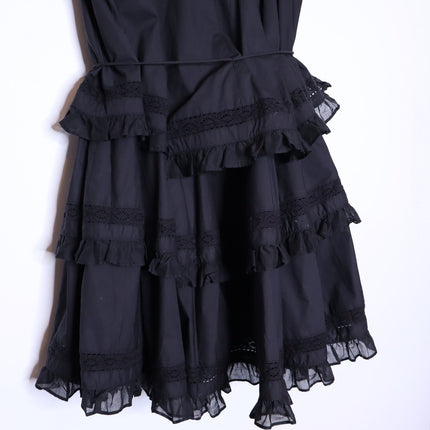 JOSLIN Celia Trapeze Shirt Dress NWT Black Organic Cotton Ruffled Lace Women's 2
