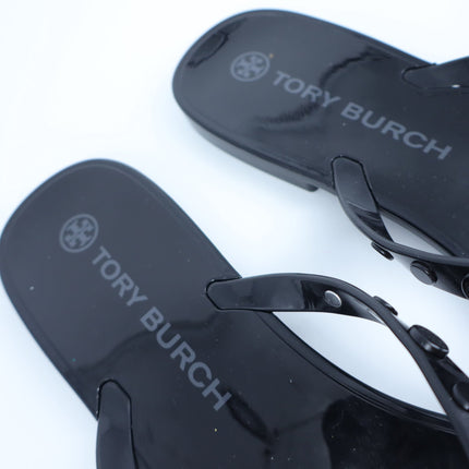 Tory Burch Studded Jelly Thong Sandals Black Slip On Casual Women's 11