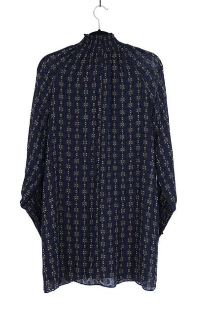 AMANDA UPRICHARD Noemi Dress Navy and Gold Long Sleeve Shift Women's M