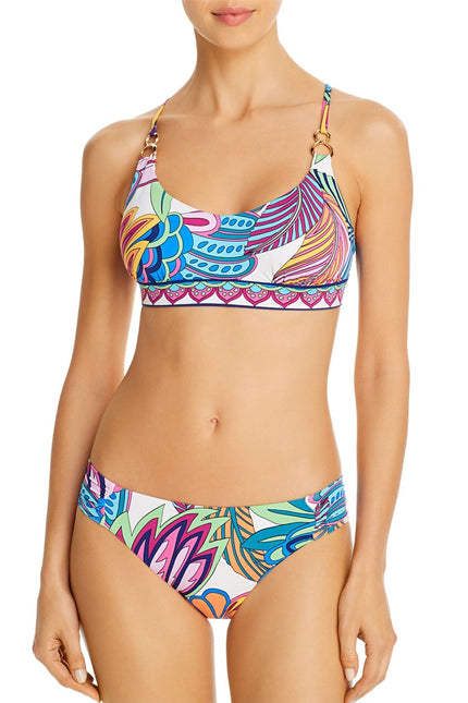 TRINA TURK Paradise Plume 2pc Bralette Top and Shirred Hipster Bikini Women's S
