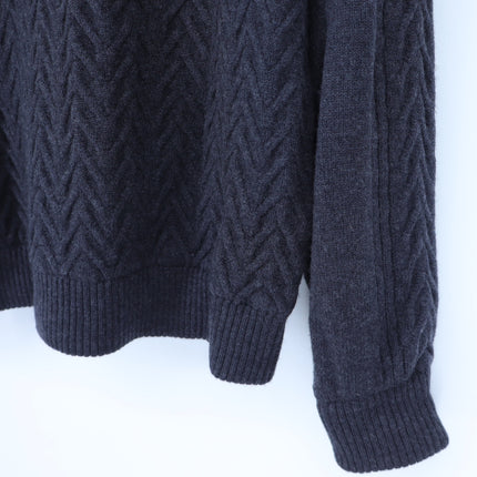 Vince Wool Cable Full Zip Sweater Dark Gray Textured Long Sleeve Men's XL