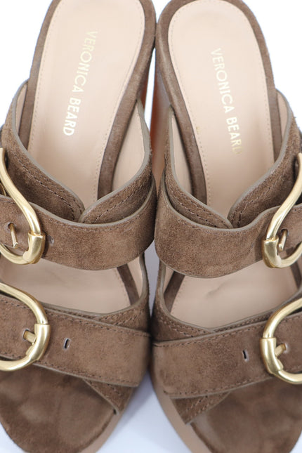 VERONICA BEARD Garrick Platform Slide Sandals Mocha Suede Strap Women's 5.5M