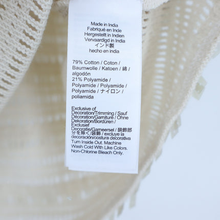 J. Crew Sequin Open Knit Top Cream NWT Round Neck Short Sleeve Women's S