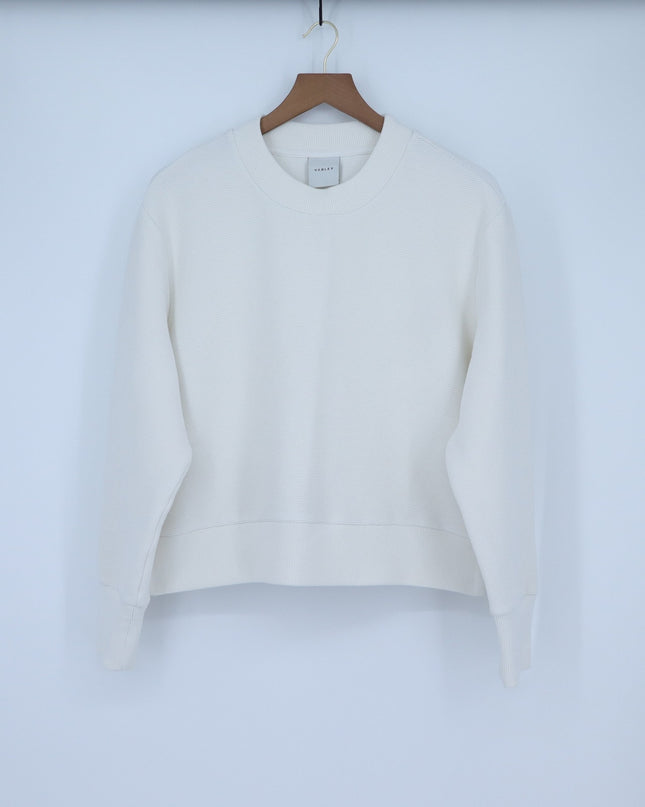 Varley Addelyn Ribbed Sweatshirt White Size Zip Crew Neck Pullover Women's M