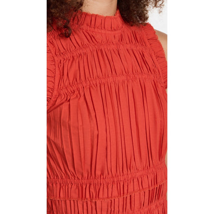 SEA New York Greir Tiered Pleated Crepe Mini Dress Poppy Smocked Women's XS