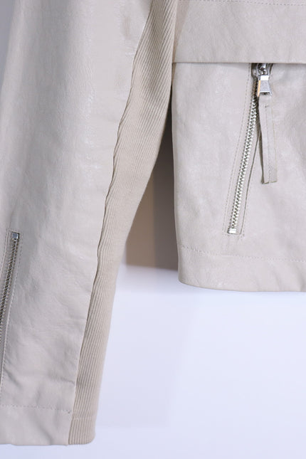 BY ANTHROPOLOGIE Marcail Faux Leather Anorak Jacket Beige Long Sleeve Women's S