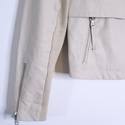 BY ANTHROPOLOGIE Marcail Faux Leather Anorak Jacket Beige Long Sleeve Women's S