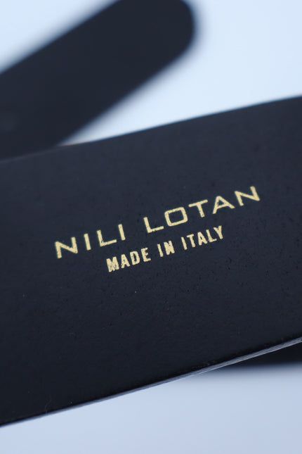 NILI LOTAN Leather Nili Belt Black with Antique Brass Buckle Women's O/S