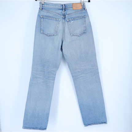 MOUSSY Tifton Wide Straight Jeans Light Blue High Rise Distressed Women's 28