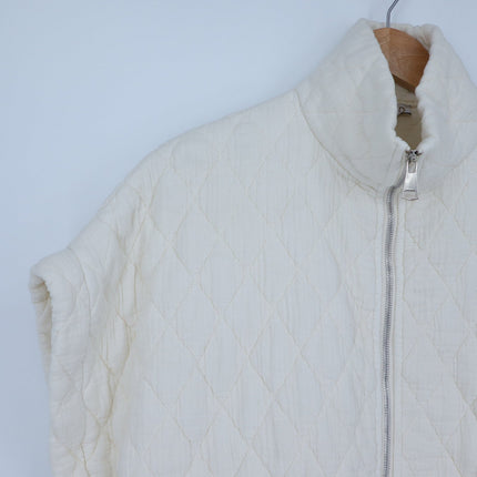 Suzy D Charlston Quilted Jacket Buttermilk Zip Up Cap Sleeve Women's S