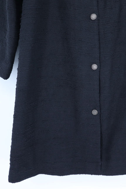 BA&SH Auxane Dress Black NWT Tweed Long Sleeve Button Back Mini Women's 4/US XL