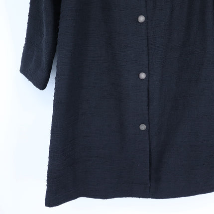 BA&SH Auxane Dress Black NWT Tweed Long Sleeve Button Back Mini Women's 4/US XL