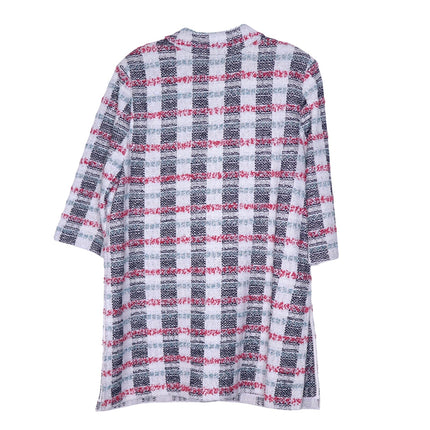 ST. JOHN Plaid Longline Jacket Multicolor Tweed Straight Cut Unlined Women's 18