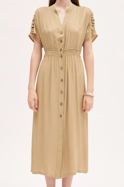 MEIMEIJ Lime Green Midi Dress Chiffon Button Front Midi Women's 42/US 6