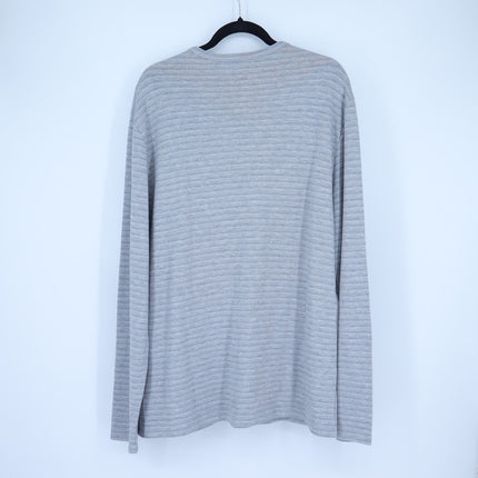 Vince Feeder Stripe Knit Top Gray Long Sleeve Crew Neck Pullover Men's XL