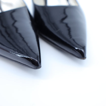 Dolce & Gabbana Lollo Slingback Heel Black Patent Leather Women's 39.5/US 9.5