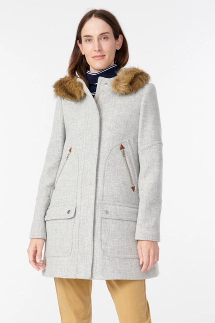 J. CREW Chateau Parka Italian Wool Stadium Cloth Heather Dusk Gray Women's 4