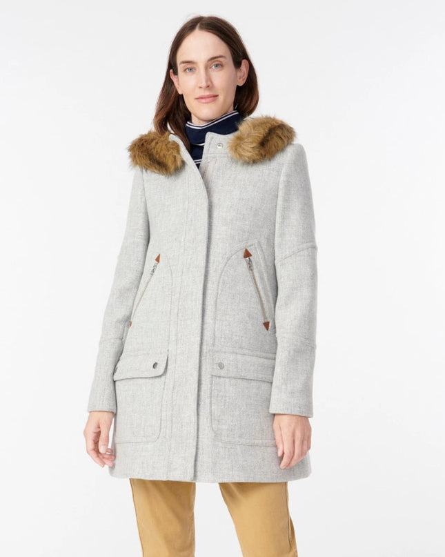 J. CREW Chateau Parka Italian Wool Stadium Cloth Heather Dusk Gray Women's 4