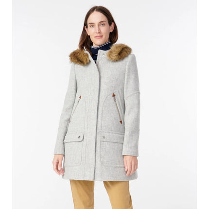 J. CREW Chateau Parka Italian Wool Stadium Cloth Heather Dusk Gray Women's 4