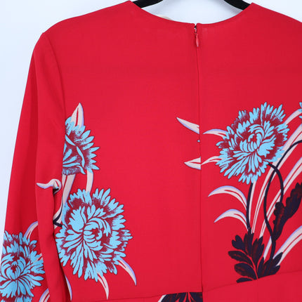 DIANE VON FURSTENBERG Floral Sheath Dress Farren Lipstick Silk Blend Women's 6