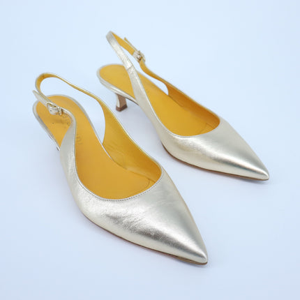 Mara Bini Naomi Luce Slingback Metallic Gold Pointed Toe Pump Women's 38/US 7.5