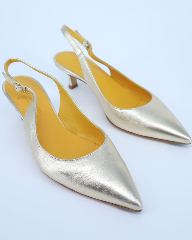 Mara Bini Naomi Luce Slingback Metallic Gold Pointed Toe Pump Women's 38/US 7.5