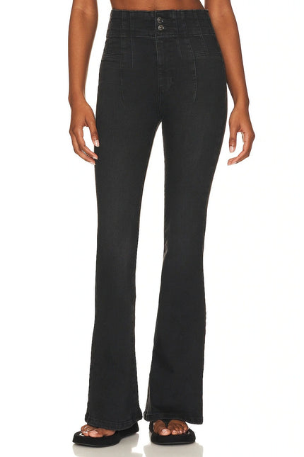WE THE FREE NWT Jayde High Rise Jeans Flare Leg Onyx Black Zip Fly Women's 25