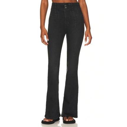 WE THE FREE NWT Jayde High Rise Jeans Flare Leg Onyx Black Zip Fly Women's 25