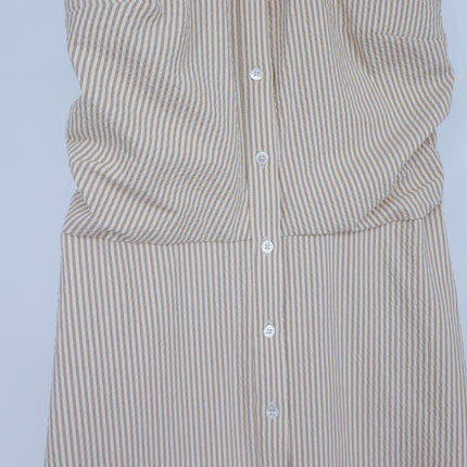 VERONICA BEARD Mackey Seersucker Dress Khaki White NWT Stretch Cotton Women's 10