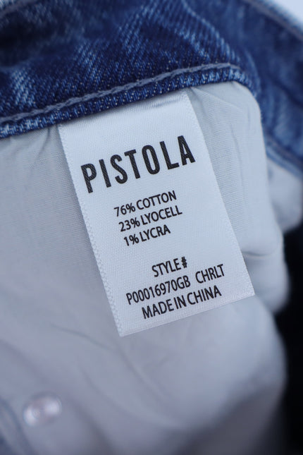 PISTOLA Bri High Rise Jeans Charleston Blue Slim Straight Zip Fly Women's 28