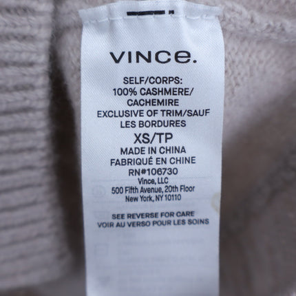 Vince Cashmere Double Slit Turtleneck Sweater Biscuit Beige Oversized Women's XS