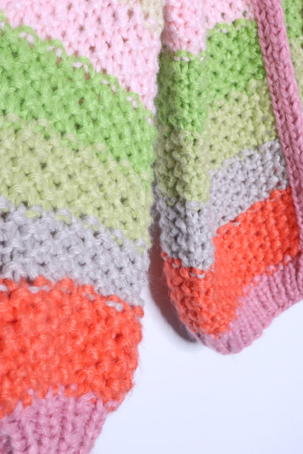 FRNCH NEW Lobelia Cardigan Pink Watermelon Oversized Chunky Knit Women's S/M