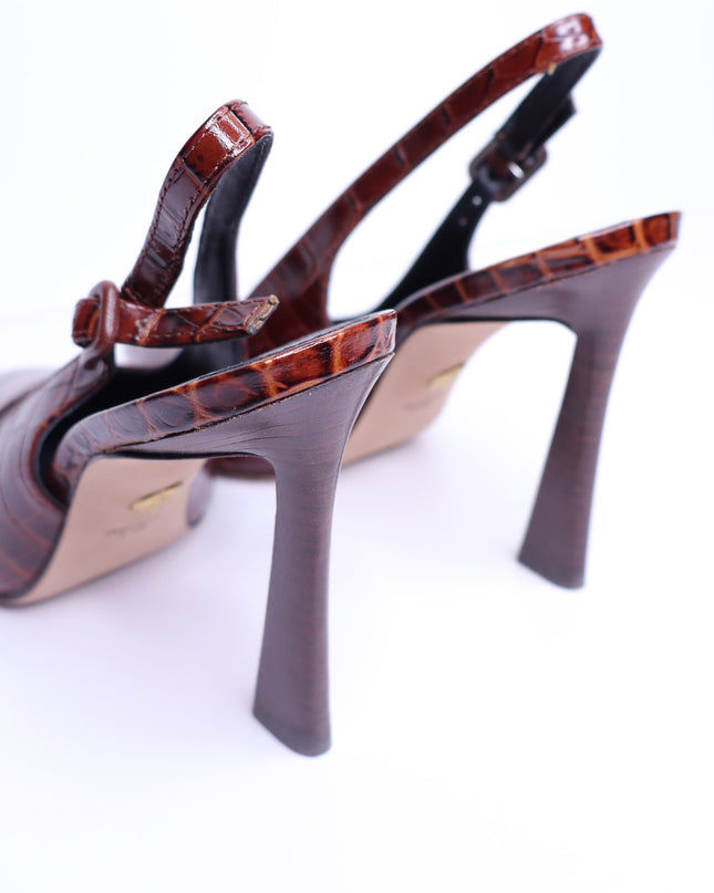 VERONICA BEARD Callie Croc Embossed Slingback Pump Sepia Red Women's 5.5