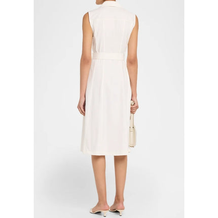 Lafayette 148 Stretch Twill Belted Shirtdress Sea Salt White Midi Women's XS