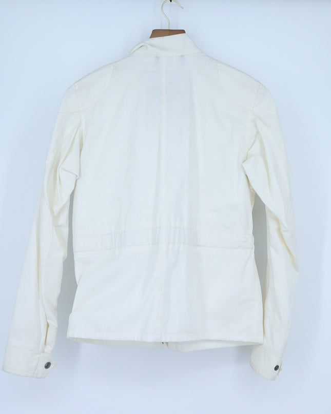 Belstaff Vintage Motorcycle Jacket White Lightweight 4 Pocket Women's S