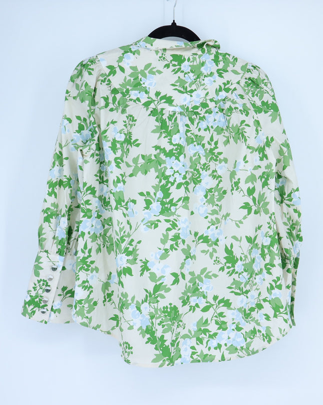 TUCKERNUCK Corrigan Popover Blouse English Ivy Green Long Sleeve Women's M