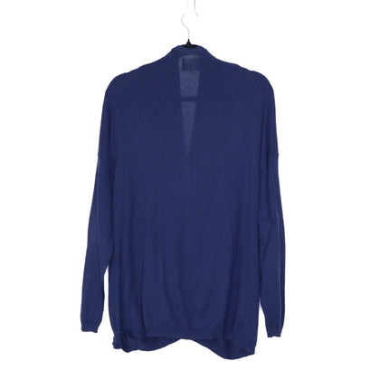 PAS DE CALAIS Cotton Linen Cardigan Navy Blue Long Sleeves Women's 38/US 4-6