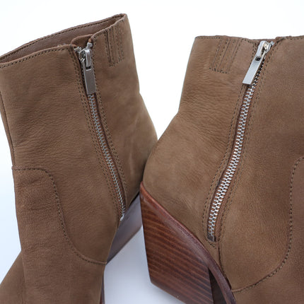 Dolce Vita Volli Heeled Ankle Boots Brown Leather Side Zip Pointed Toe Women's 9