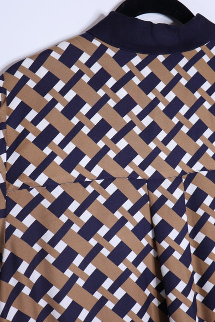 VERONICA BEARD Sumatra Mini Shirt Dress Navy Multi Wide Sleeve Women's 10